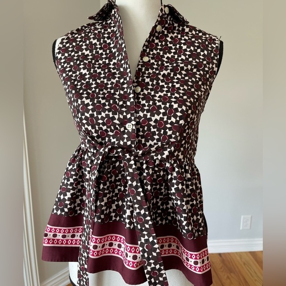 Kate Spade NWT Floral Tile Peplum Top in Rambling Rose size extra small - Picture 1 of 9